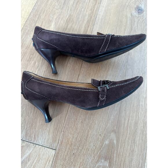 Women’s Tod’s Brown Suede Kitten Heel Loafer - Picture 9 of 13